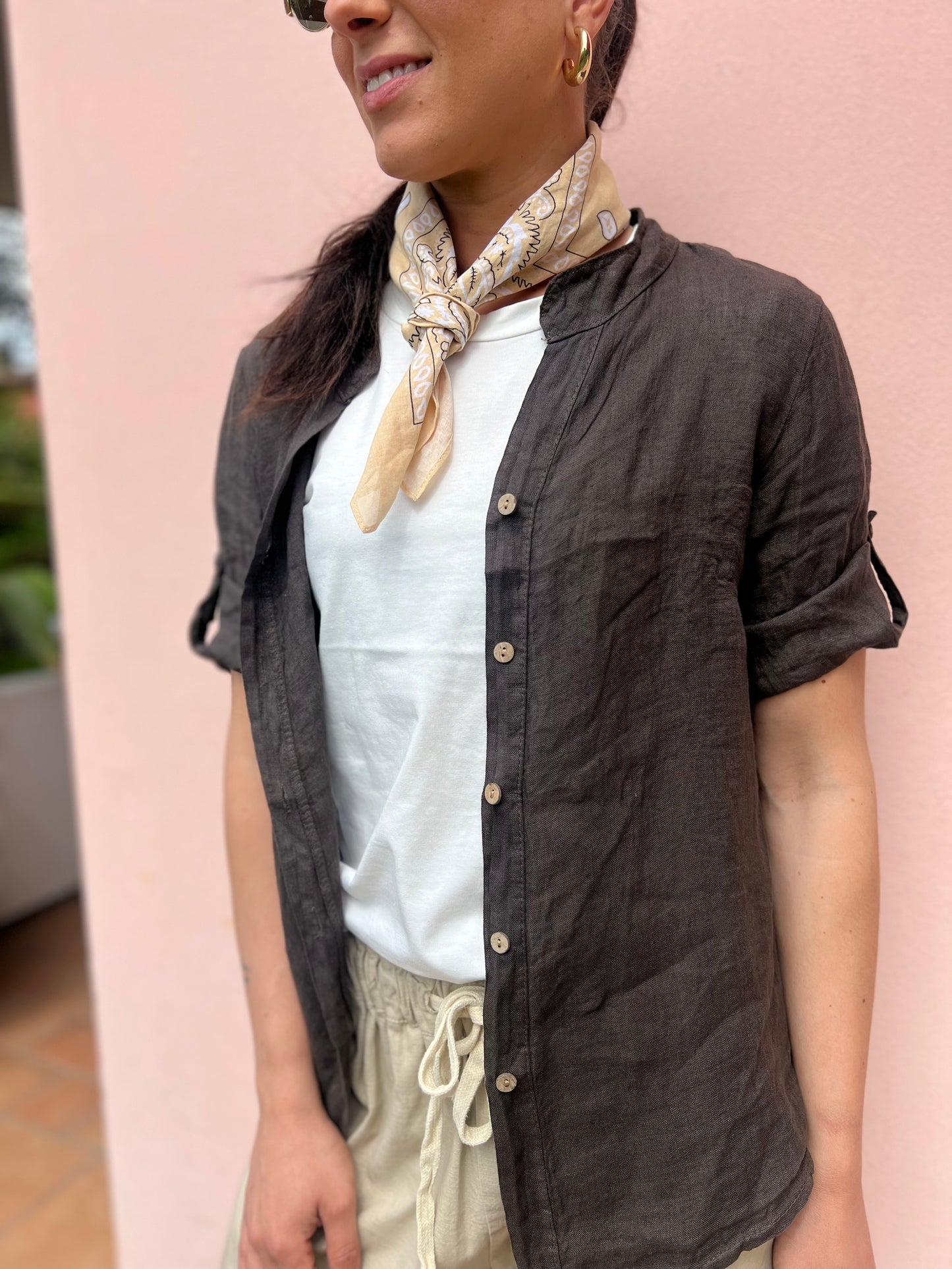 Camicia Lino Tabacco