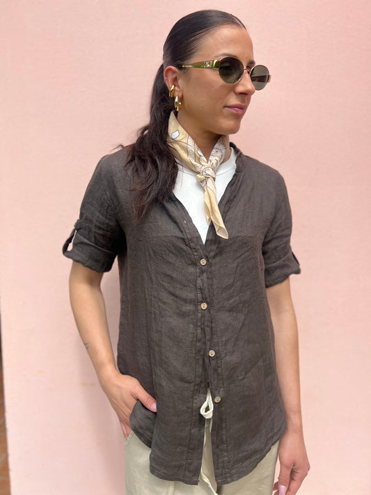 Camicia Lino Tabacco